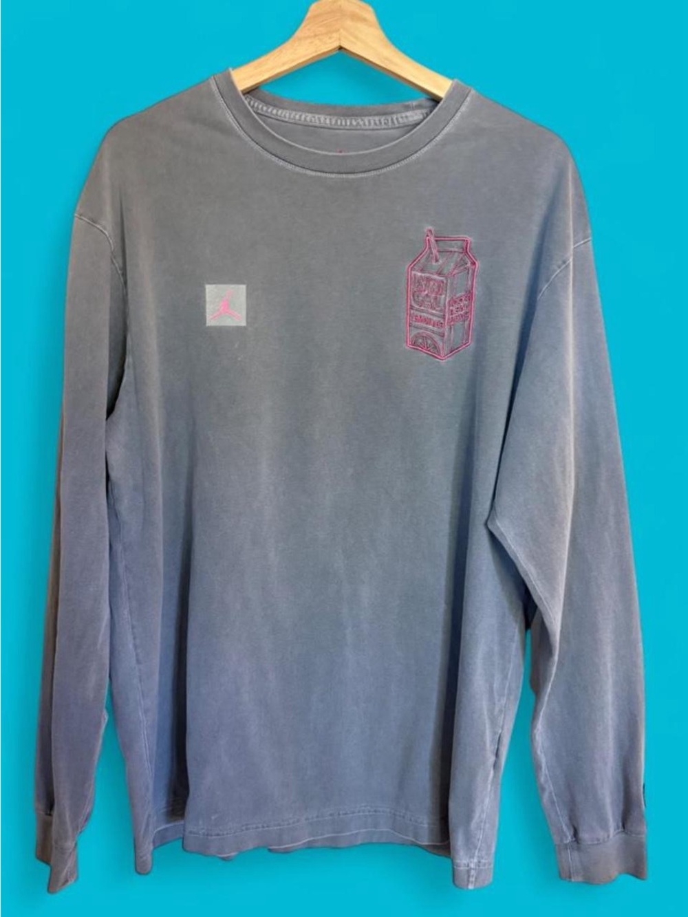 Jordan x Lyrical Lemonade Grey Long-Sleeve Tee with Pink Graphic
